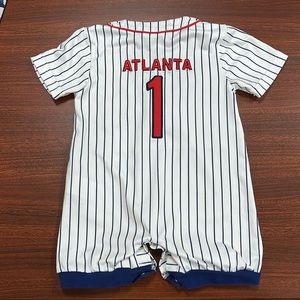Atlanta Braves Blue Pin Striped Romper